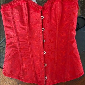 Red Brocade Corset Top